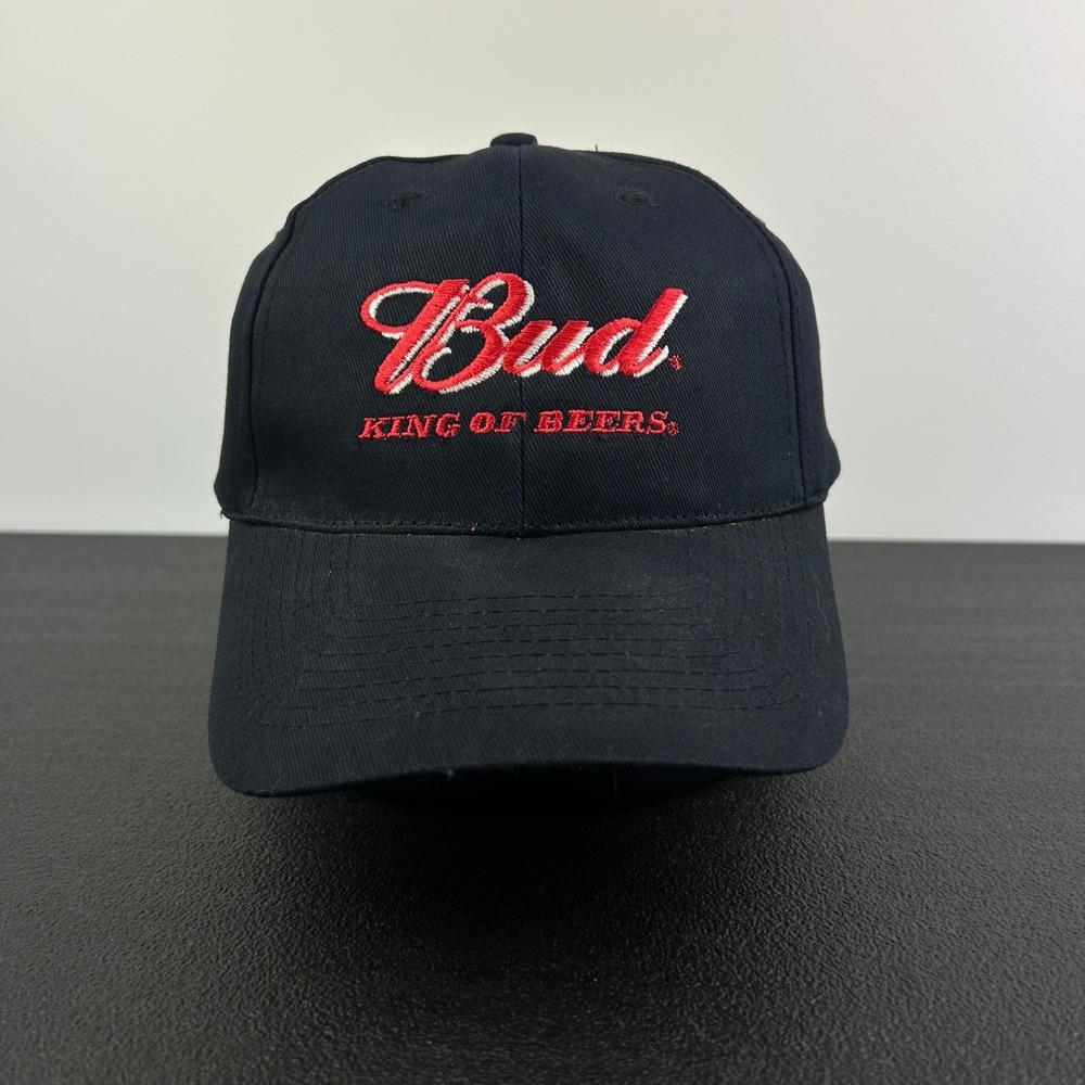 Vintage Budweiser Hat Cap Snap Back Adjustable Black King Of Beers Alcohol Adult